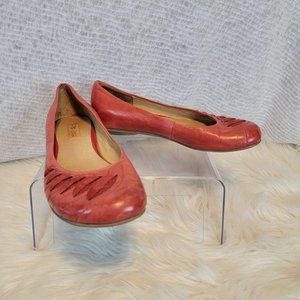 Miz Mooz Dorothy Women's Size 7 Red Retro Leather Ballet Flats Shoes Slip On